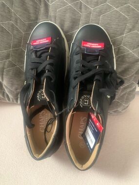 Chaps Men's Black Low-Top Sneakers with Tan Trim